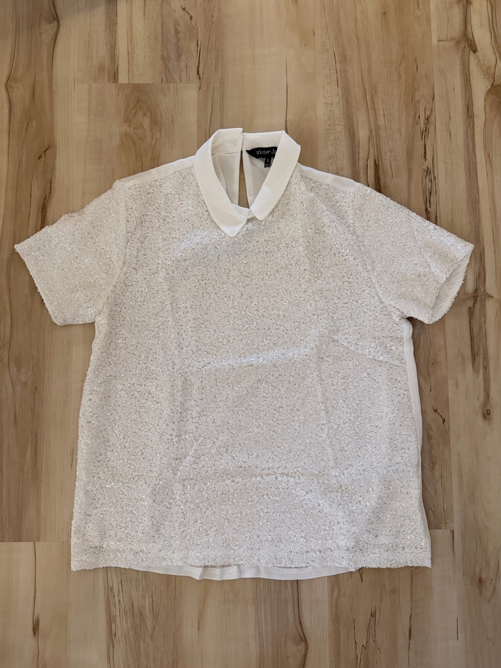 SISTER JANE Sequin Peter Pan Collar Shirt